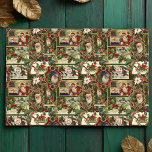 Festive Vintage Christmas Ephemera Collage-Green Tissue Paper<br><div class="desc">Fun,  festive,  colorful and intricate holiday pattern featuring jolly old world Christmas ephemera from Victorian-era greeting cards,  including Santas in ornate frames,  holly,  mistletoe,  sleds,  winter scenes,  happy children and Merry Christmas greetings on green background.</div>