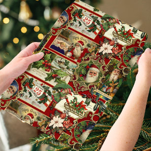 Festive Vintage Christmas Ephemera Collage-Red Envelope Mailers