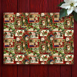 Festive Vintage Christmas Ephemera Collage-Red Tissue Paper<br><div class="desc">Fun,  festive,  colorful and intricate holiday pattern featuring jolly old world Christmas ephemera from Victorian-era greeting cards,  including Santas in ornate frames,  holly,  mistletoe,  sleds,  winter scenes,  happy children and Merry Christmas greetings on red background.</div>
