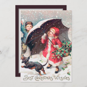 festive vintage Christmas kids add sentiment Note Card