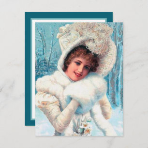 festive vintage Christmas lady add sentiment Note Card