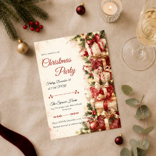 Festive Vintage Christmas Party Invitation