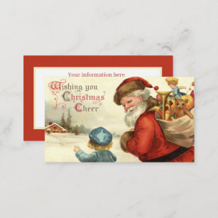 festive vintage Christmas Santa add information Business Card
