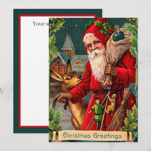 festive vintage Christmas Santa add sentiment Note Card