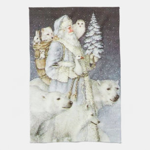 festive vintage Christmas Santa Holiday Kitchen Towel