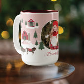 Festive Vintage Christmas Tree Farm Photo Two-Tone Coffee Mug