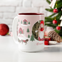 Festive Vintage Christmas Tree Farm Photo Two-Tone Coffee Mug