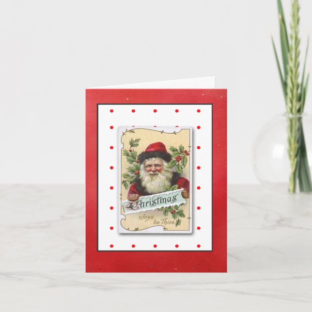 Festive Vintage Framed Santa Christmas Card (Front)