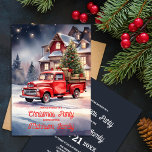 Festive Vintage Holiday Scene Christmas Party Invitation<br><div class="desc">Introducing our Christmas Party Invitation, a visual masterpiece that embodies the joyful spirit of the holiday season through intricate watercolor artistry. This invitation showcases an enchanting holiday scene, meticulously crafted with delicate watercolor strokes. A vintage red pickup truck takes center stage, elegantly adorned for the season, nestled in a snow-covered...</div>