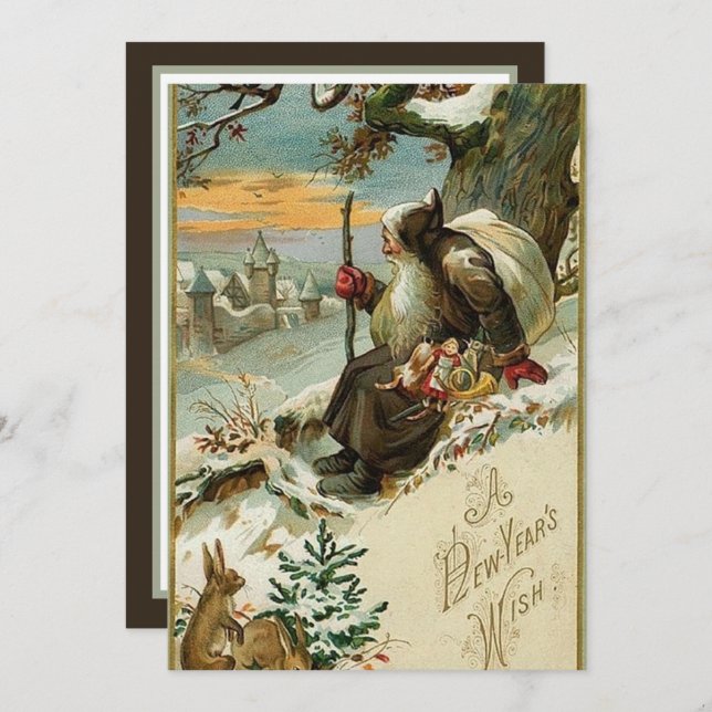 Festive vintage New Year  Note Card (Front/Back)