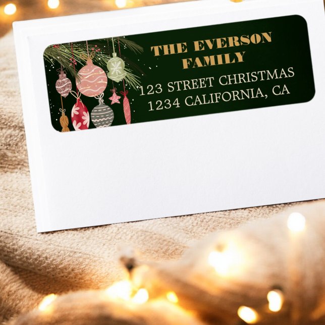 Festive Vintage Ornaments Christmas Illustrations Label (Festive Vintage Ornaments Christmas Illustrations Label)