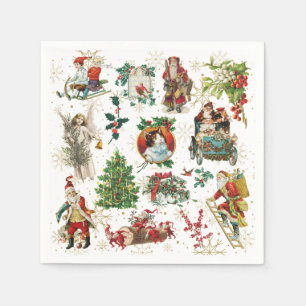 Festive Vintage Retro Christmas Holiday Napkins