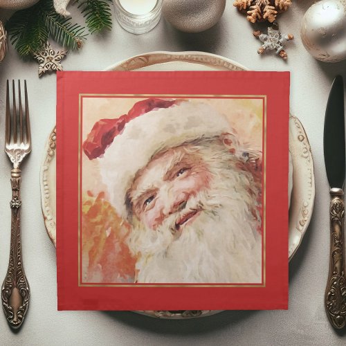 Festive Vintage Santa Claus Christmas Dinner Cloth Napkin