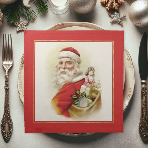 Festive Vintage Santa Claus Christmas Dinner Cloth Napkin