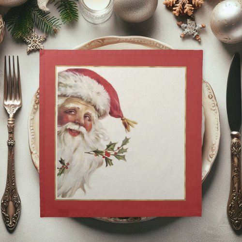 Festive Vintage Santa Claus Christmas Dinner Cloth Napkin