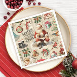 Festive Vintage Santa Claus Christmas Napkins<br><div class="desc">Vintage Christmas decoupage paper plate. Festiver party plate for your Christmas tableware. Designed for you by Blackberry Boulevard.</div>