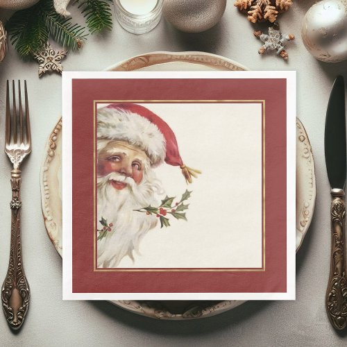 Festive Vintage Santa Claus Christmas  Paper Dinne Paper Dinner Napkins