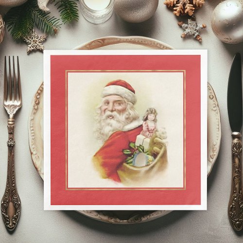 Festive Vintage Santa Claus Christmas Paper Dinner Napkins