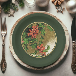 Festive Vintage Santa Claus Christmas Paper Plates