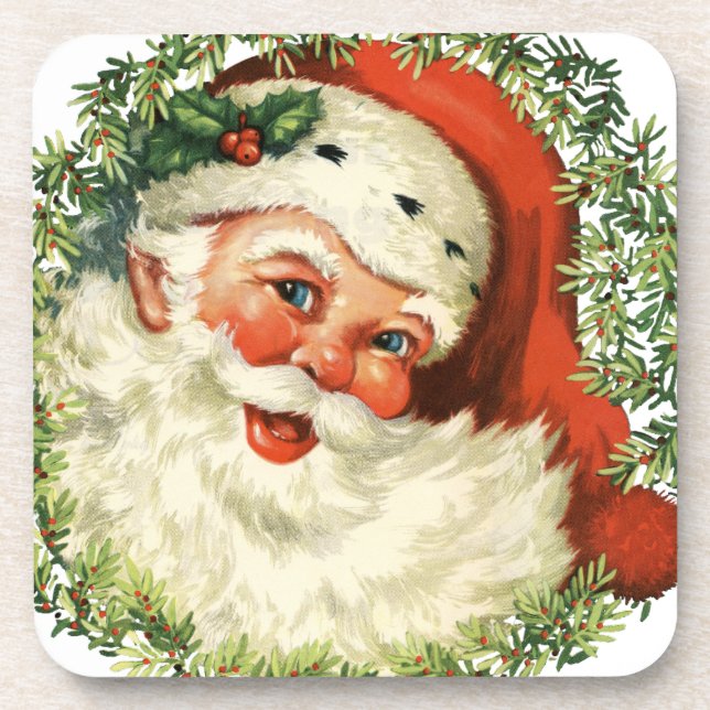 Festive Vintage Santa Coaster (Front)