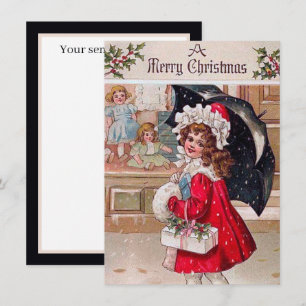 festive vintage shopping girl add sentiment note card