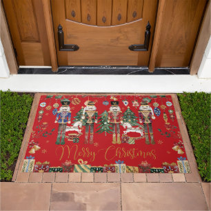Festive Vintage The Nutcracker Merry Christmas Red Doormat