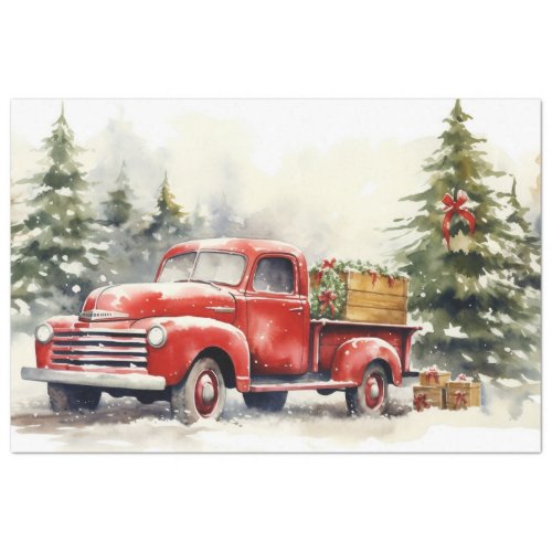 Festive Vintage Truck Christmas Tree Farm Magic Tissue Paper