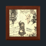 Festive Vintage Victorian Christmas Girl Holly  Gift Box<br><div class="desc">Victorian era Christmas: Santa Claus with Christmas tree and toys,  Reindeer,  Christmas tree,  typographic Christmas Greeting and Merry Christmas,  angel cherubs,  oak branch,  white hare in woodland,  christmas rose flower,  girl with holly,  music notes,  old sheet music,  old handwritten script,  old stamp and postcard,  perfect gift for the holidays.</div>