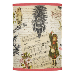 Festive Vintage Victorian Christmas Girl Holly Lamp Shade