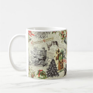 Festive Vintage Victorian Christmas Santa Coffee Mug