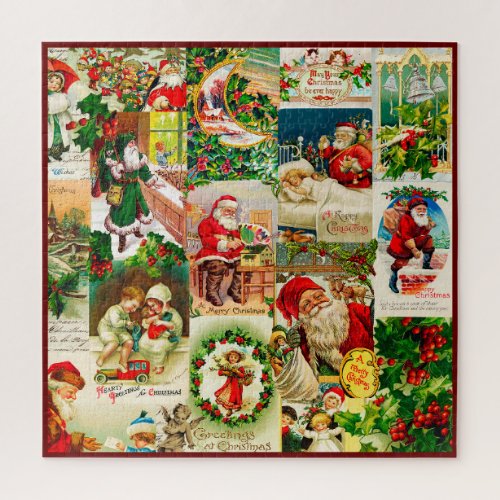 Festive Vintage Victorian Christmas Santa Collage Jigsaw Puzzle