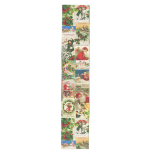Festive Vintage Victorian Christmas Santa Collage Medium Table Runner