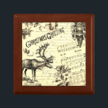 Festive Vintage Victorian Christmas Santa Reindeer Gift Box<br><div class="desc">Victorian era Christmas: Santa Claus with Christmas tree and toys, Reindeer, Christmas tree, typographic Christmas Greeting and Merry Christmas, angel cherubs, oak branch, white hare in woodland, christmas rose flower, girl with holly, music notes, old sheet music, old handwritten script, old stamp and postcard, perfect gift for the holidays.</div>