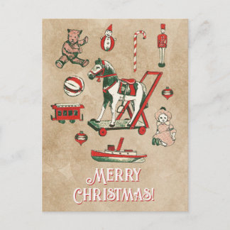 Festive Vintage Victorian Christmas Toys Holiday Postcard