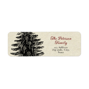 Festive Vintage Victorian Christmas Tree Candles Label