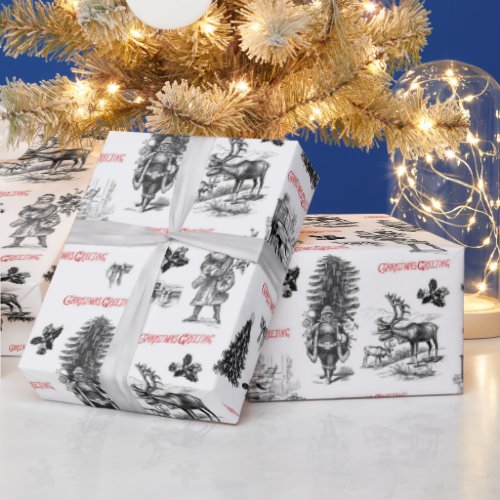 Festive Vintage Victorian Christmas with Santa Tis Wrapping Paper