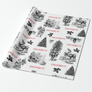 Festive Vintage Victorian Christmas with Santa Wrapping Paper