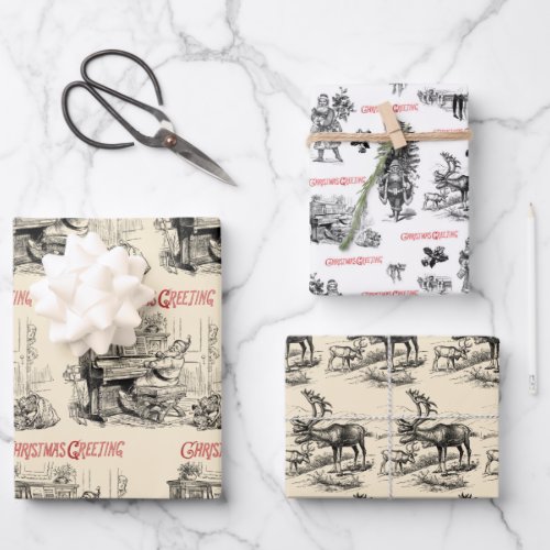 Festive Vintage Victorian Christmas with Santa Wrapping Paper Sheets