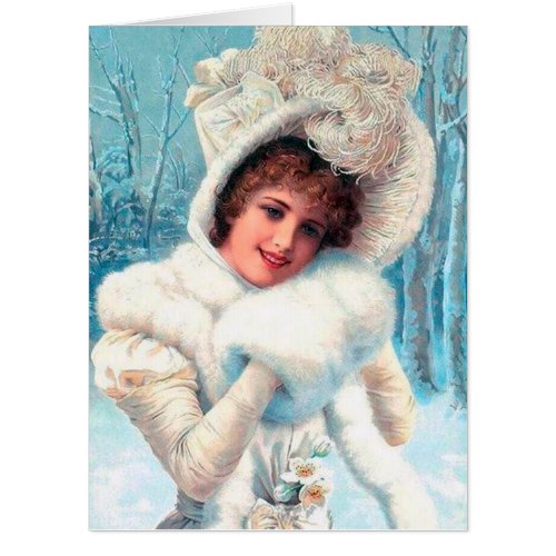 festive vintage Victorian lady add sentiment Card