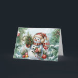 Festive Vintage Watercolor Christmas Snowman Blank Holiday Card<br><div class="desc">Customize this Festive Vintage Watercolor Christmas Snowman blank card by adding your Holiday Greeting inside of the card or leave blank so you can add a handwritten message. This non-photo, non-denominational card is perfect for sending out to customers, friends, family, co-workers and teachers. Thank you for Visiting & Shopping in...</div>