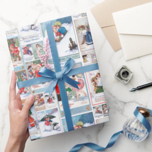 Festive Vintage Winter Fun Christmas Card Collage