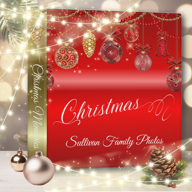 Festive Vivid Red Christmas Holiday 3 Ring Binder (Creator Uploaded)