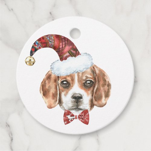 Festive Watercolor Beagle Santa Happy Howlidays Favor Tags