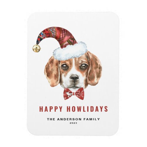 Festive Watercolor Beagle Santa Happy Howlidays Magnet