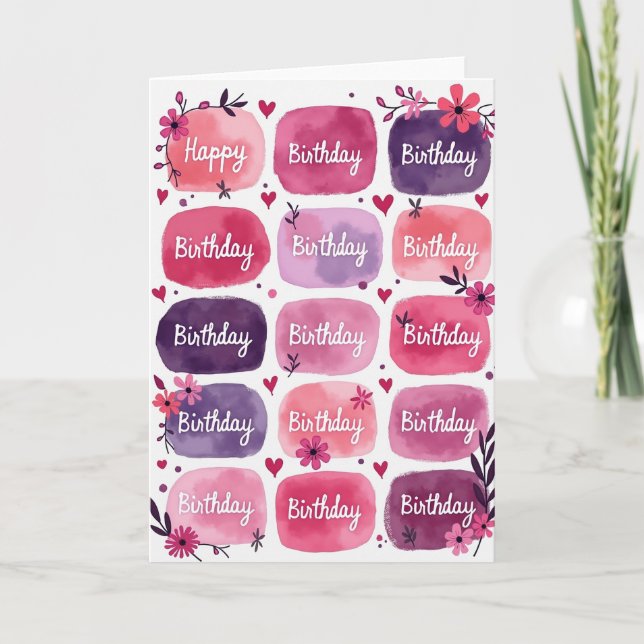Festive Watercolor Birthday Card (Front)