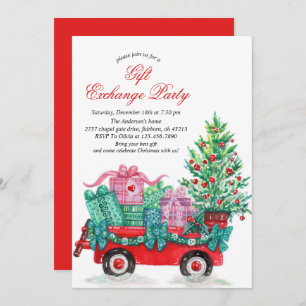 Festive Watercolor Christmas Gift Exchange Party Invitation