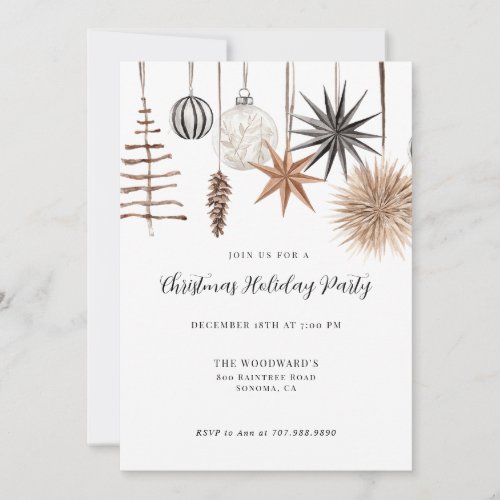 Festive Watercolor Christmas Holiday Party Invitation