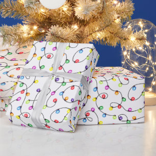 Festive Watercolor Christmas Lights Holiday Wrapping Paper
