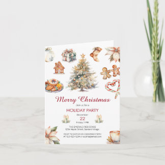 Festive Watercolor Christmas Party Invitation