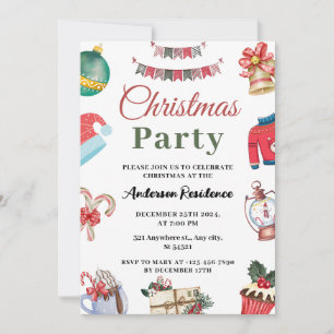 Festive Watercolor Christmas Party Invitation
